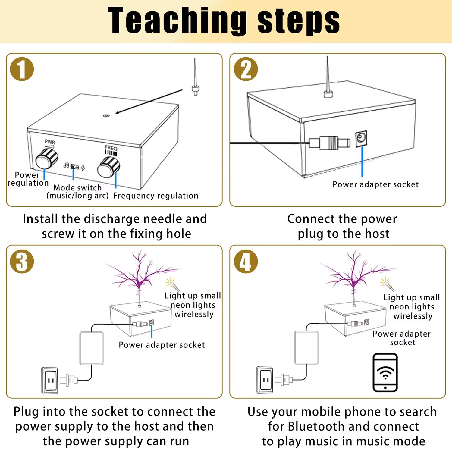 Bluetooth-Compatible Tesla Coil Speaker with Electric Arc Generator - Interactive Science Experiment Kit